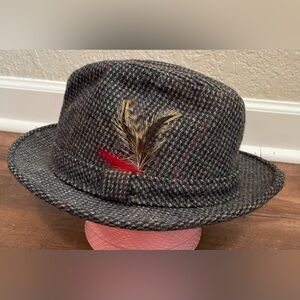 Vintage Andhurst Mens Tweed Fedora Hat Mens Size 7- 7 1/4